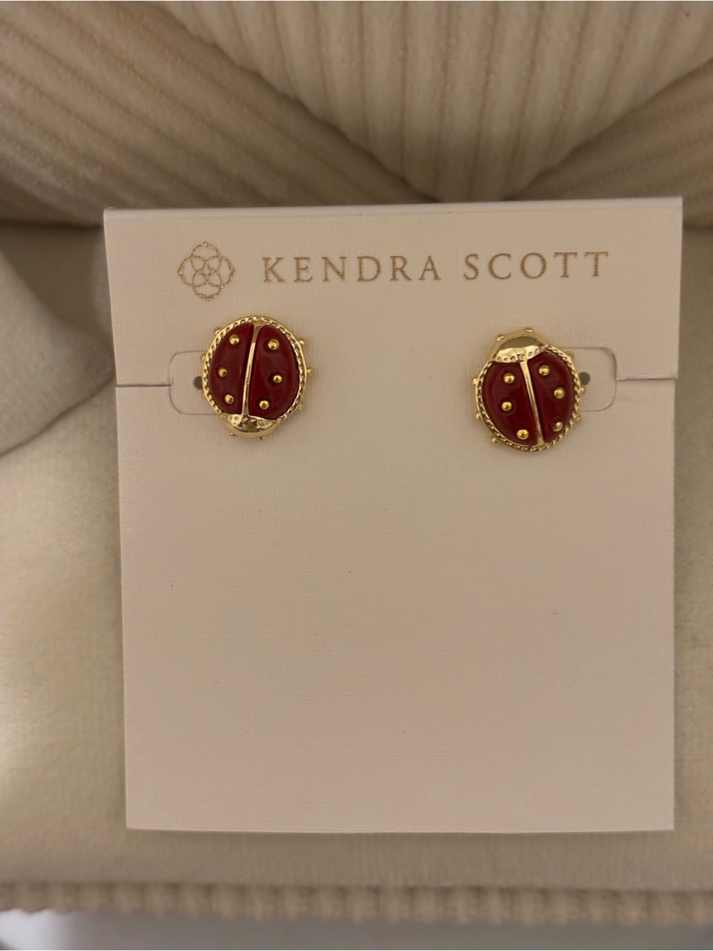 Kendra Scott Red Enamel Ladybug Stud Earrings in Gold-Tone